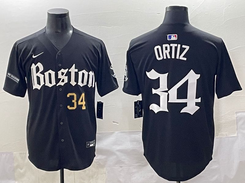 Men 2025 Boston Red Sox #34 Ortiz Black Five generations Joint Name Nike MLB Jersey style 5->boston red sox->MLB Jersey